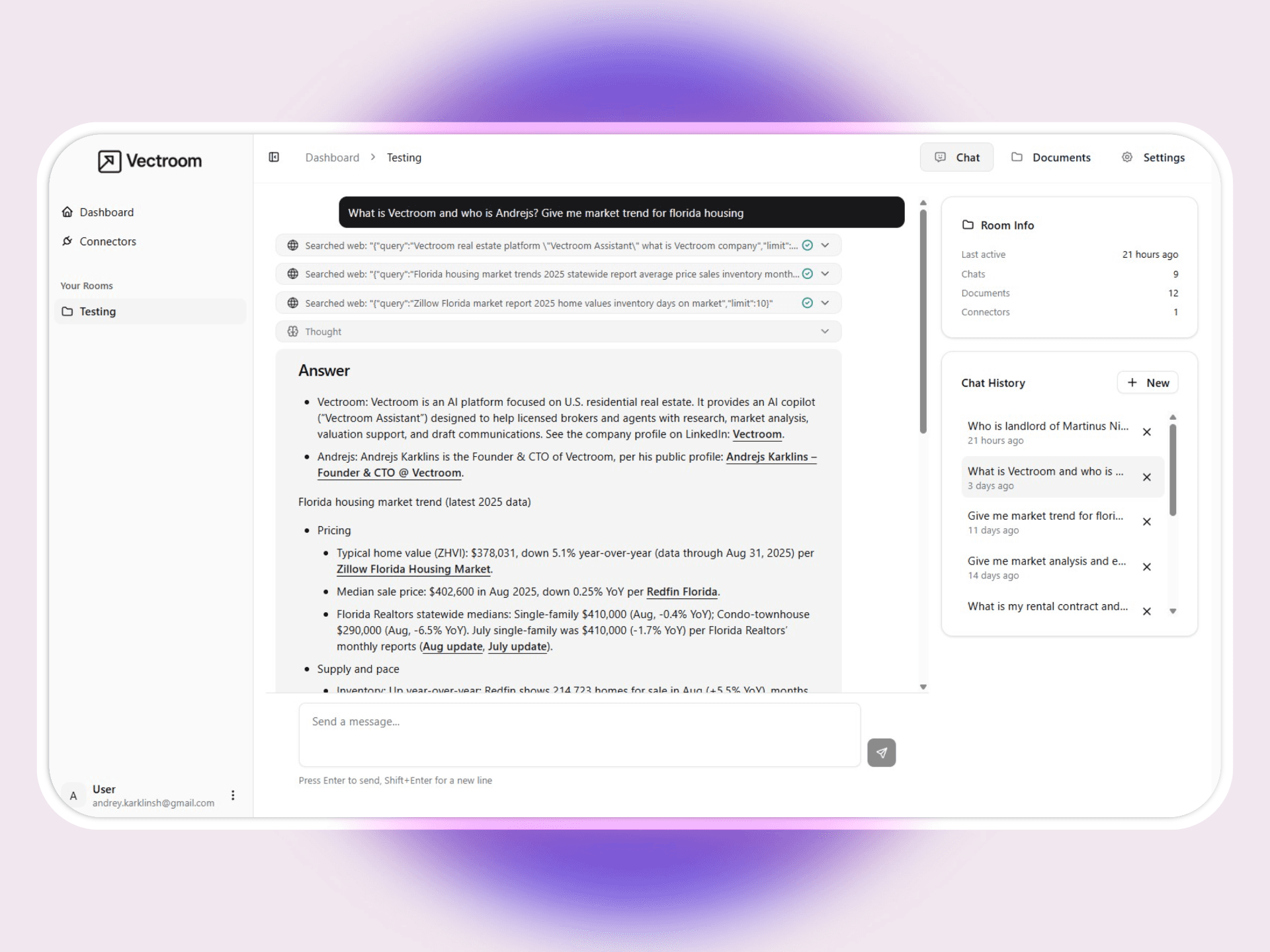 Real estate CRM and email dashboard – AI virtual assistant